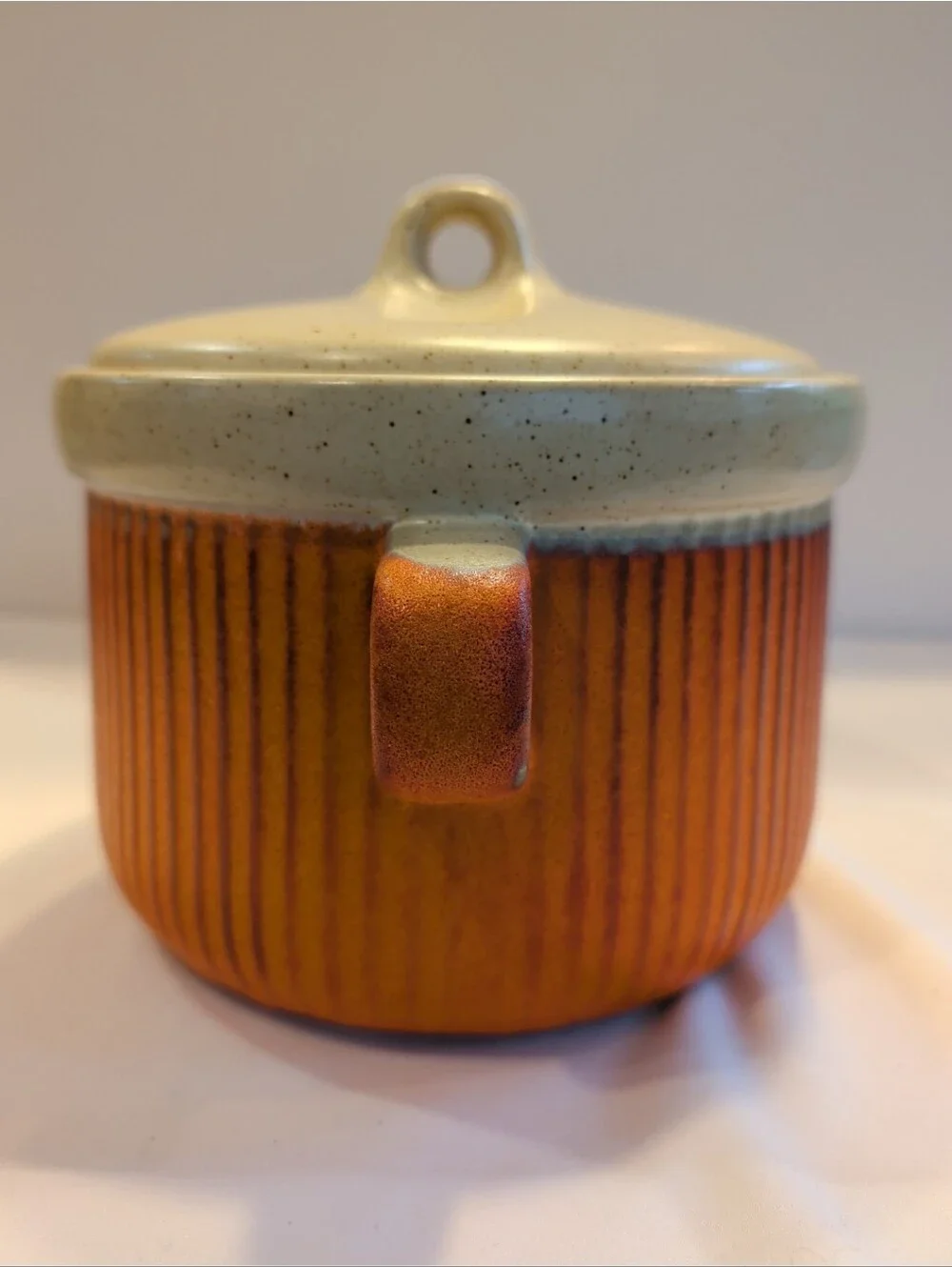 Stoneware Casserole Haeger 3210-S Lidded Ribbed Crock 1970s Vintage 8